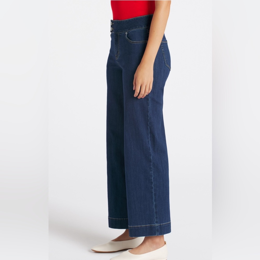 1822 Denim Sofi Vintage Extended Waist Tab Button Wide Leg Jean - Picture 3 of 10